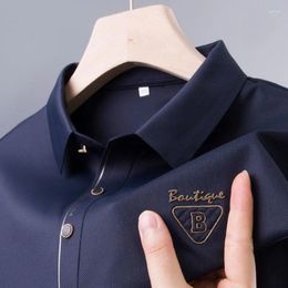 Men's Polos High End Brand Embroidered Long Sleeved Men Lapel T-shirt Spring And Autumn Fashion Luxury Silk Wrinkle Resistant POLO Shirt