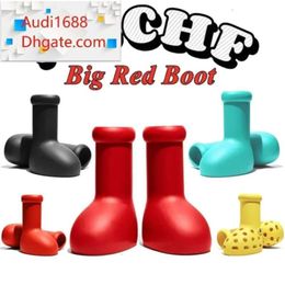 With box 2023 MSCHF Men Women Rain Boots Designers big red Thick Bottom Non-Slip Rubber Platform Bootie Fashion astro boy size 35-46 wm