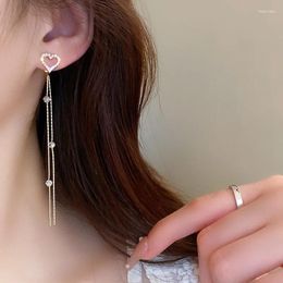 Stud Earrings Temperament Love Tassel Women Fashion Design Long Simple Heart-shaped