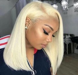 13x4 Bob Frontal Wigs 1B 613 Ombre Blonde Straight Brazilian Lace Front Human Hair Wig Pre Plucked Short Wigs For Black Women5446270