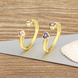 Cluster Rings Nidin Simple Design Heart Zircon Ring Female Cute Finger Romantic Wedding Gift For Girlfriend Fashion Open Adjustable Jewellery