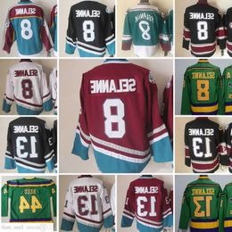 Movie CCM Vintage Ice Hockey 8 Teemu Selanne Jerseys Stitched 44 Fulton Reed 13 Teemu Selanne Jersey 1993 Green Black Red Blue White Men 33