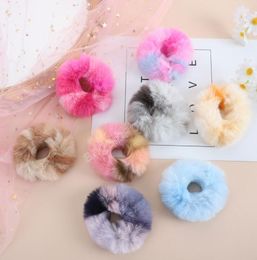 Cute Sweet Plush Hair Scrunchies Korean Style Soft Furry Elastic Rubber Bands Women Simple Ponytail Holder Hair Accessories3231911