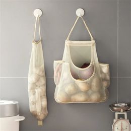 Mesh Net Reusable Hanging Storage Bags Fruit Vegetable Garlic Onion Organiser Home Hollow Bag Kitchen Accessories 240125