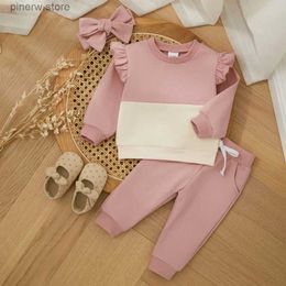 Clothing Sets Baby Girls Winter Autumn Clothes Sets Cute Lovely Ruffle Long Sleeve Sweatshirt Pants Headband 3PCS Sets Kids Casual Outfits