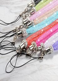 Bling Crystal Rhinestone Lanyard Diamond Hanging Luxury Rope Necklace String Neck Chain Sling Colorful for iphone ID Card Keychain1763079