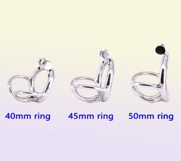 Stainless Steel Cage with Antioff Ring Small Locking Metal Penis Ring Arc Testicle Bondage Gear Devices8878015