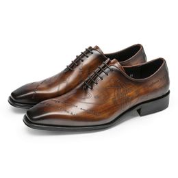 Handmade Mens Formal 2023 New Style Real Cow Leather Quality Fashion British Trend Designer Oxfords Wedding Shoes for Male
