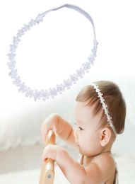 White Lace Flower Pearls Decoration Headband for Baby Girls Hair Decor Accessory Elastic Hairband Headwear Headband1011800