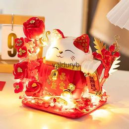 Blocks 2024 Cat Building Block nese Style Fortune Cat Mini Bricks Figure Toy For New Year Gift Ornaments ldren's Toysvaiduryb