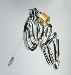 Stainless steel Double Ring Device Silicone Tube with Barbed Anti-Shedding Ring Cock Cage Male Urethral Sounding BDSM Sex Toys3478196