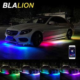 LED Neon Sign 4PCS Car Underglow Lights IP68 Chassis Strips App Sound Control RGB Underbody System Decorative Lamp Flowing Colours YQ240126