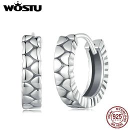 Earrings WOSTU 925 Sterling Silver Vintage Heart to Heart Hoop Earrings For Women Euro Simple Love Ear Clips Party Wedding Jewelry Gift