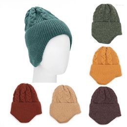 Berets Men's Thicken Lei Feng Cap Winter Cycling Windproof Keep Warm Hats Female Curled Pullover Beanies Outdoor Woolen Twists Caps