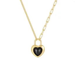 Pendant Necklaces Women's Fashion Necklace Personalized Heart Shaped Black Agate