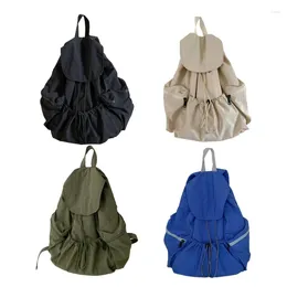 School Bags College Backpacks Large Capacity Pleated Drawstring Bookbags For Girl Student