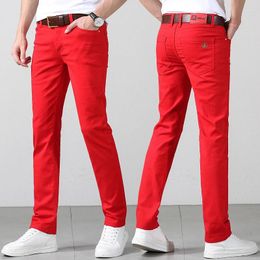 Men's Pants Casual Multiple Colours Male Handsome Slim Straight Long Trousers Elastic Solid Party Young Daily Men