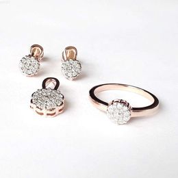 Vvs Quality Diamonds Latest Light Weight Design 14k Rose Gold Diamonds Pendant Earrings Ring Jewellery Set