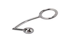 Male Device 40mm 45mm 50mm Stainless Steel Anal Hook With Penis Ring Metal Butt Plug Adult sexy Toys For Men4991211
