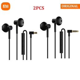 Headphones 100% Original Xiaomi Hybrid DC Earphone Dynamic piezoCeramic Dual Driver MEM Mic Tenacity Wire Control HalfInEar LShape Plug