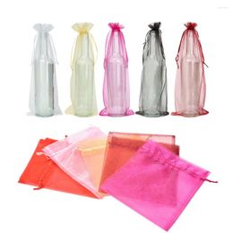 Shopping Bags 10Pcs Portable Wine Bottle Cover Wrap Gift 37x15cm Drawstring Jewellery Bag 4colors