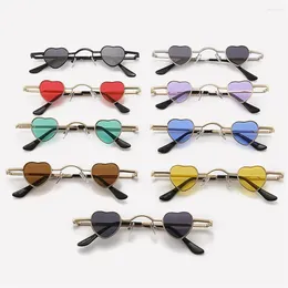 Sunglasses Retro Punk Metal Frame Hip Hop Heart-Shaped Ultra-small Shades Sun Glasses