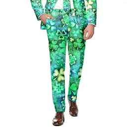 Men's Pants Mens St. Patrick's Day Suit Festive Style All Over Printed Four Leaf Workout Exercise Trousers Sweatpants