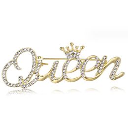Queen's Letter brooch new high-end quality crown brooch anti glare brooch water diamond minimalist brooch 10PCS/LOT