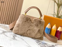 Luxury mink hair shawl handbag, top designer casual shoulder bag, fashionable women's flip crossbody bag, large capacity shopping bag, wallet, fashionable fur bag