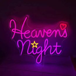 LED Neon Sign Heavens Night Neon Signs Game Room Decor Bedroom Hanging Night Lamp Party Holiday Cool Gift Neon Acrylic Decoration Sign YQ240126