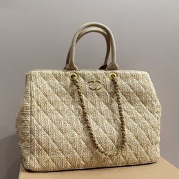 Borsa tote in paglia di marca Sunshine Beach da donna Borsa classica doppia lettera da donna di lusso sotto le ascelle Borsa da donna francese di alta qualità Borsa shopping di grande capacità