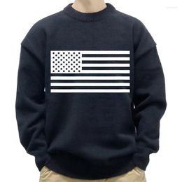 Men's Sweaters Autumn Clothing Knitted Flag Printed Pullover Sweater Luxury Vintage O Neck Long Sleeve Big Size Casual Premium Clothes