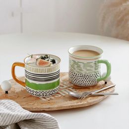 Mugs Hand-painted Underglaze Colour Mug Nordic Ceramic Coffee With Handle Breakfast Milk Juice Cup Household Water Cups