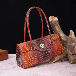 Evening Bags Fashion INS Women Small Handbags And Purses Designer Orange Shoulder Bag Stone Pattern Leather Crossbody Female Clutch Sac