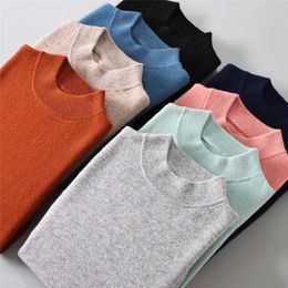 Men's Sweaters Autumn Winter Cashmere Sweater Mock Neck Pullovers Loose Oversized Knitted Shirt Korean Homme Hiver Top 16Colors