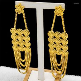 Dangle Earrings Middle East Dubai Hollow Flower Gold Nigeria Bridal Brass Gold-Plated Accessories Luxury Women's Fashion