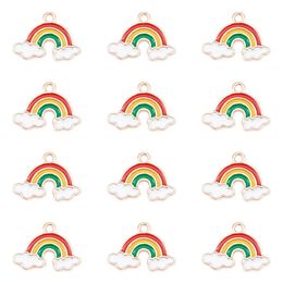 Adapter 40pcs Enamel Rainbow Clouds Charms for Jewellery Making Diy Necklace Pendants Earrings Accessories 14x18.5mm