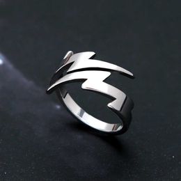 Band Rings Fashion Lightning Ring Men And Women Punk Hip Hop Stainless Steel Unique Biker Ring Simplicity Jewelry Gifts Dropshipping 240125