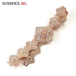 Sunspicems Chic Crystal Prismatic Moroccan Caftan Belt Metal Waist Chain Ethnic Wedding Jewellery Gold Colour Arabic Bridal Belt 240119