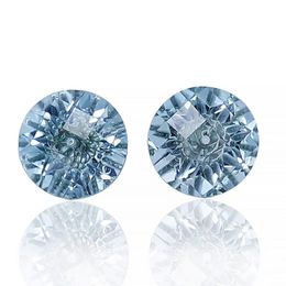 Gemstones natural Topaz 18K gold Ear Studs Blue Topaz Round Cut White 18K Gold Earrings