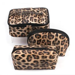 Leopard Print Cosmetic Bag Set Waterproof Wash Bag Storage Bag Travel Supplies Women Make Up Makeup Bag Organiser Toilet Bag 240122