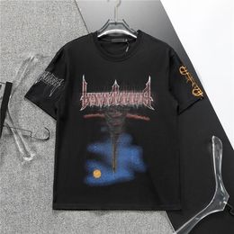 New Men's Summer Loose T-shirt Fashion Trend Pure Cotton Short Sleeve Luxury Letter Graffiti Pattern T-shirt M-3XL