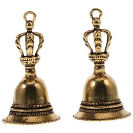 Party Supplies 2 Pcs Vintage Decor DIY Key Chain Hanging Copper Bells Handbag Brass Pendant Car Retro Figurines Bride