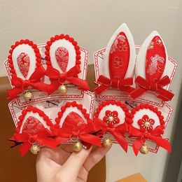 Hair Accessories Super Ear Cute Bow Bell Clip Little Girl Red Headwear Lovely Year Children