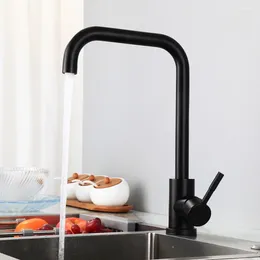 Kitchen Faucets Sink Water Taps Stainless Steel Waterfall Black Faucet Single Hole Handle Vanity