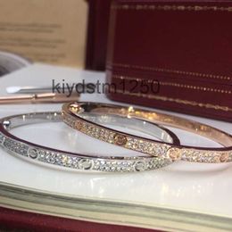 Womens Bracelet Gold Torque Bangle Double Row Diamond Luxury Jewellery Width 5mm Hidden Inlay Process High Fade Resistant Bracelets Designer for Women Luxurious P1YT