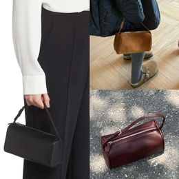 The Row Mini Niche Pen Case 90s Minimalist Single Shoulder Crossbody Cylinder Case Leather Pen Case