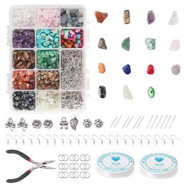 kits Irregular Assorted Natural Stone Healing Chip Beads Jewelry Making Kit with Shell Beads for Bracelet Earrings Jewelry Making