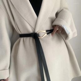 Belts Leather Women Belt Designer Metal Buckle Waist Strap All-match Lady Dress Coat Sweater Decorative Knotted Waistband