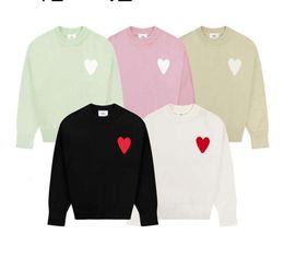 New 24ss Fashion brand Paris Sweater Mens Designer Knitted Shirts Long amis Sleeve French Embroidered Heart Pattern Round Neck Knitwear Men Women sweater 66